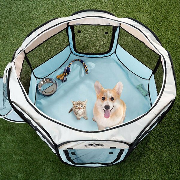 Daretocare Portable Pop Up Pet Play Pen with Carrying Bag, Blue - 38 in. dia. x 24 in. DA3238803